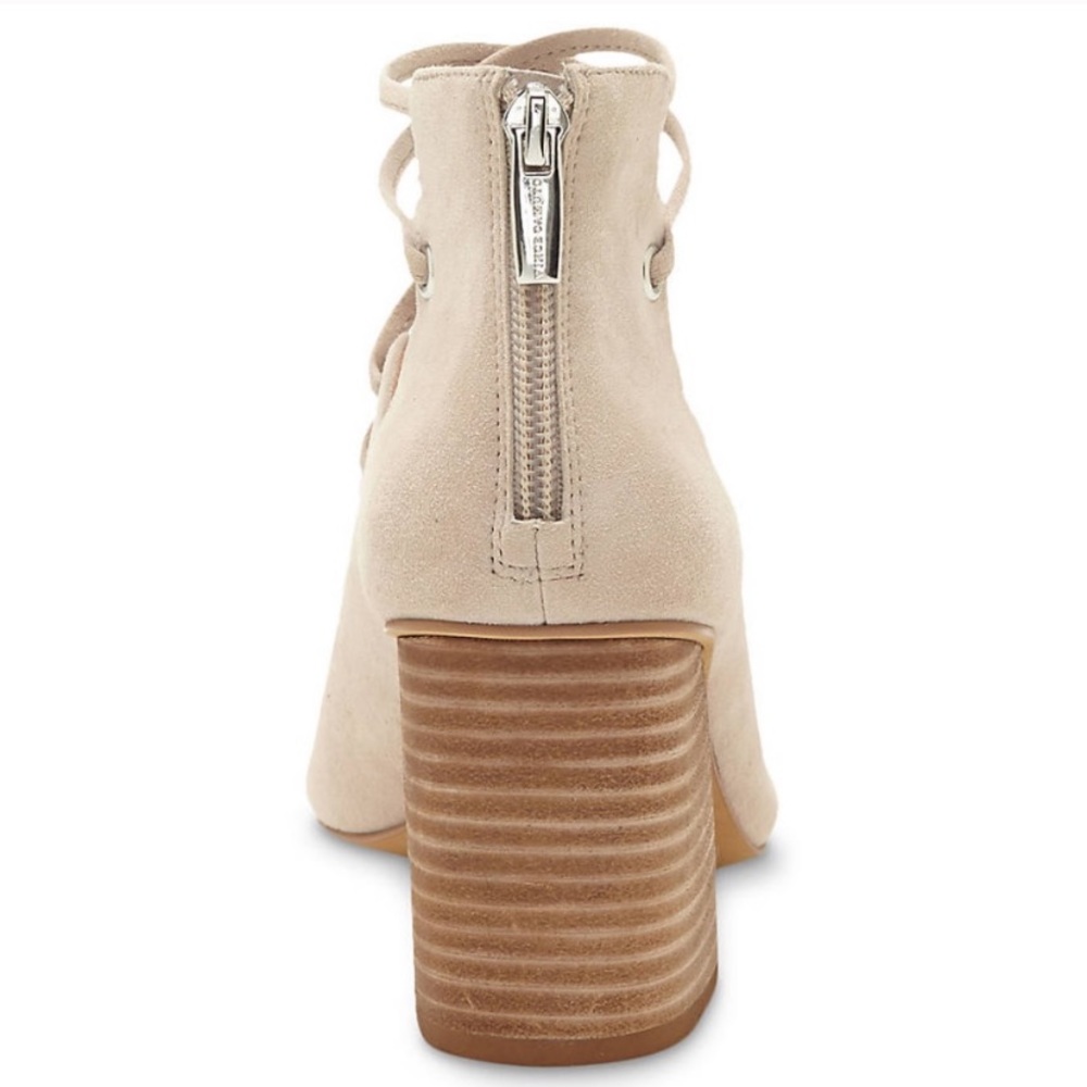 Vince Camuto Nahara Lace-Up Cage Sandals Nude Suede Block Heel Size 8.5 NEW Chic - Picture 4 of 10